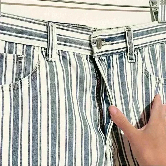 American Eagle Blue White Faded Stripes Shorts - Picture 10 of 11